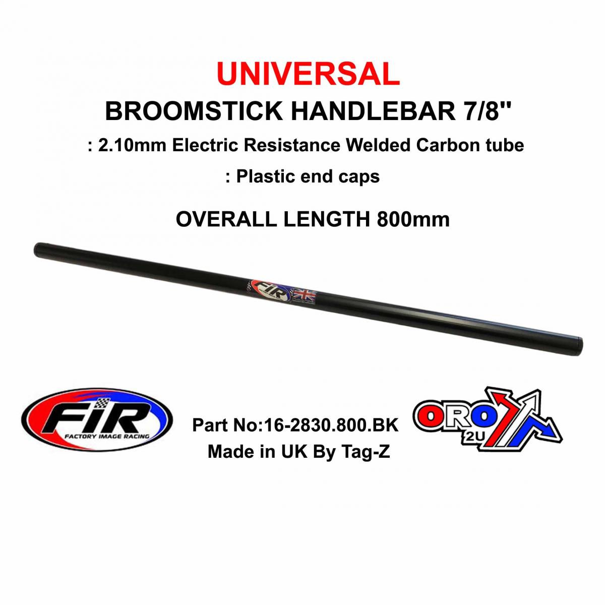 Tag-z Broomstick Handlebar 7/8'' 800mm, Fittment Universal / Matt Black / Each