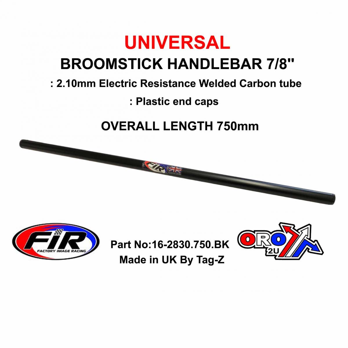 Tag-z Broomstick Handlebar 7/8'' 750mm, Fittment Universal / Matt Black / Each