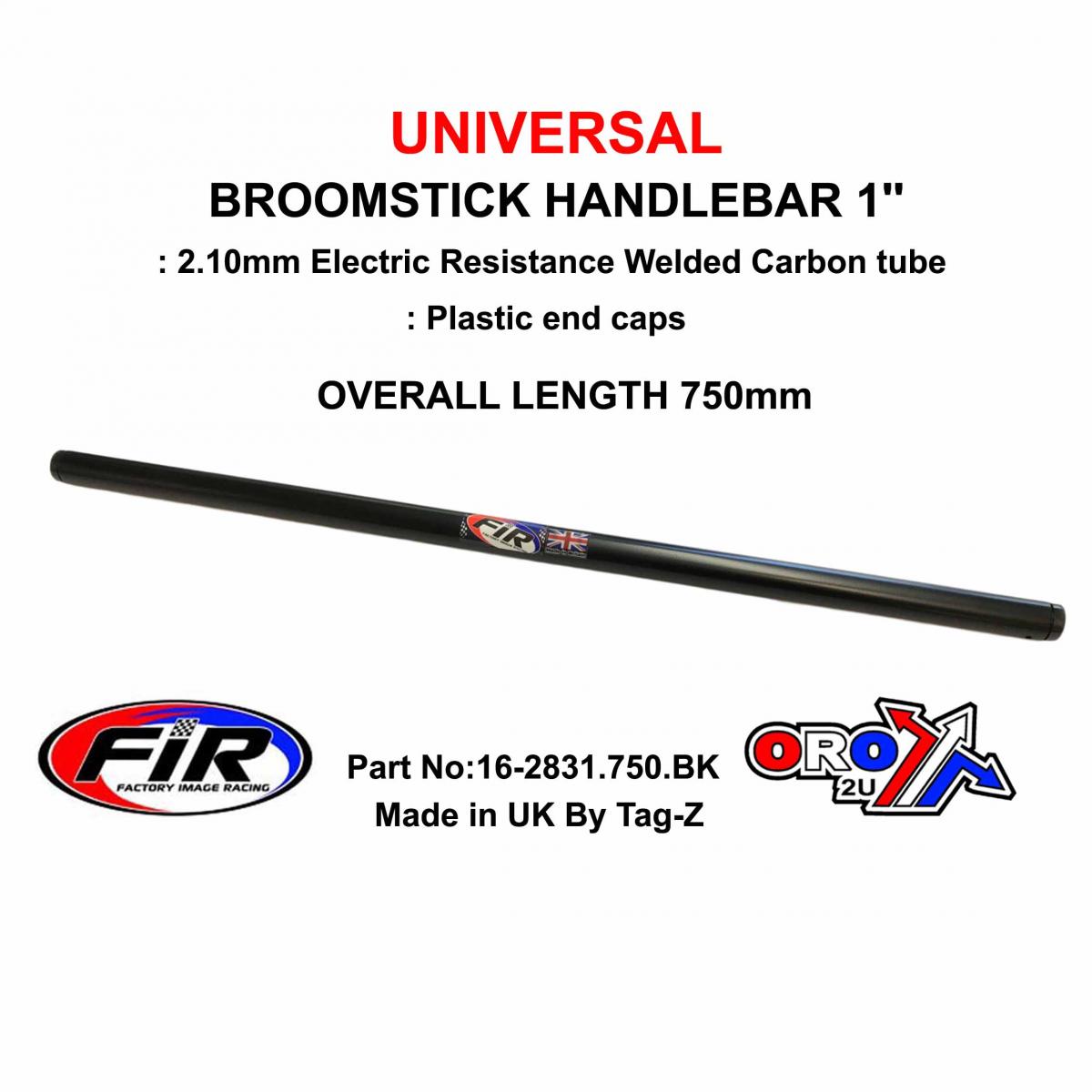 Tag-z Broomstick Handlebar 1'' 750mm, Fittment Universal / Matt Black / Each