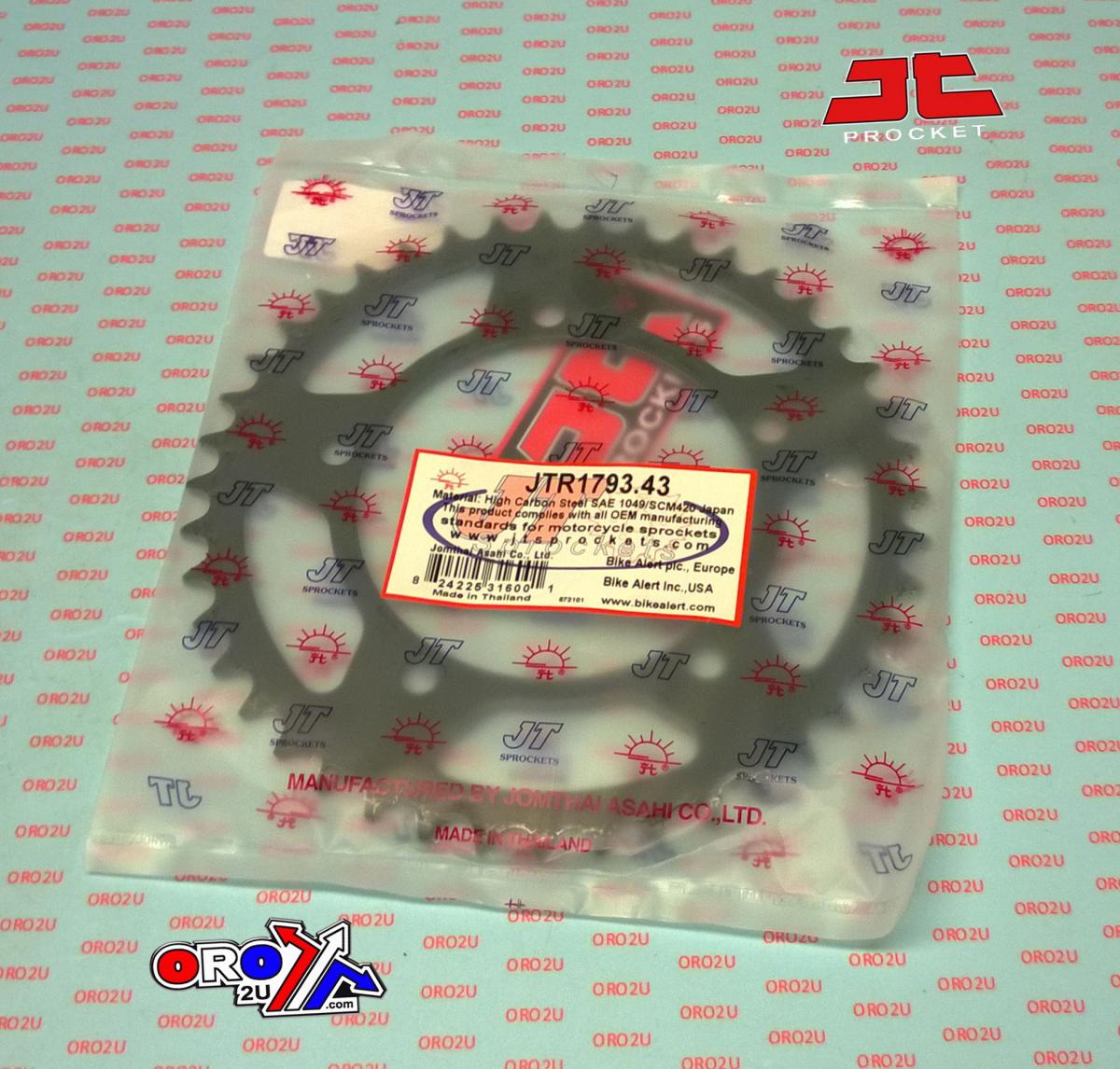 JT Rear Sprocket Steel Jtr1793.43, Chain Conversion 520