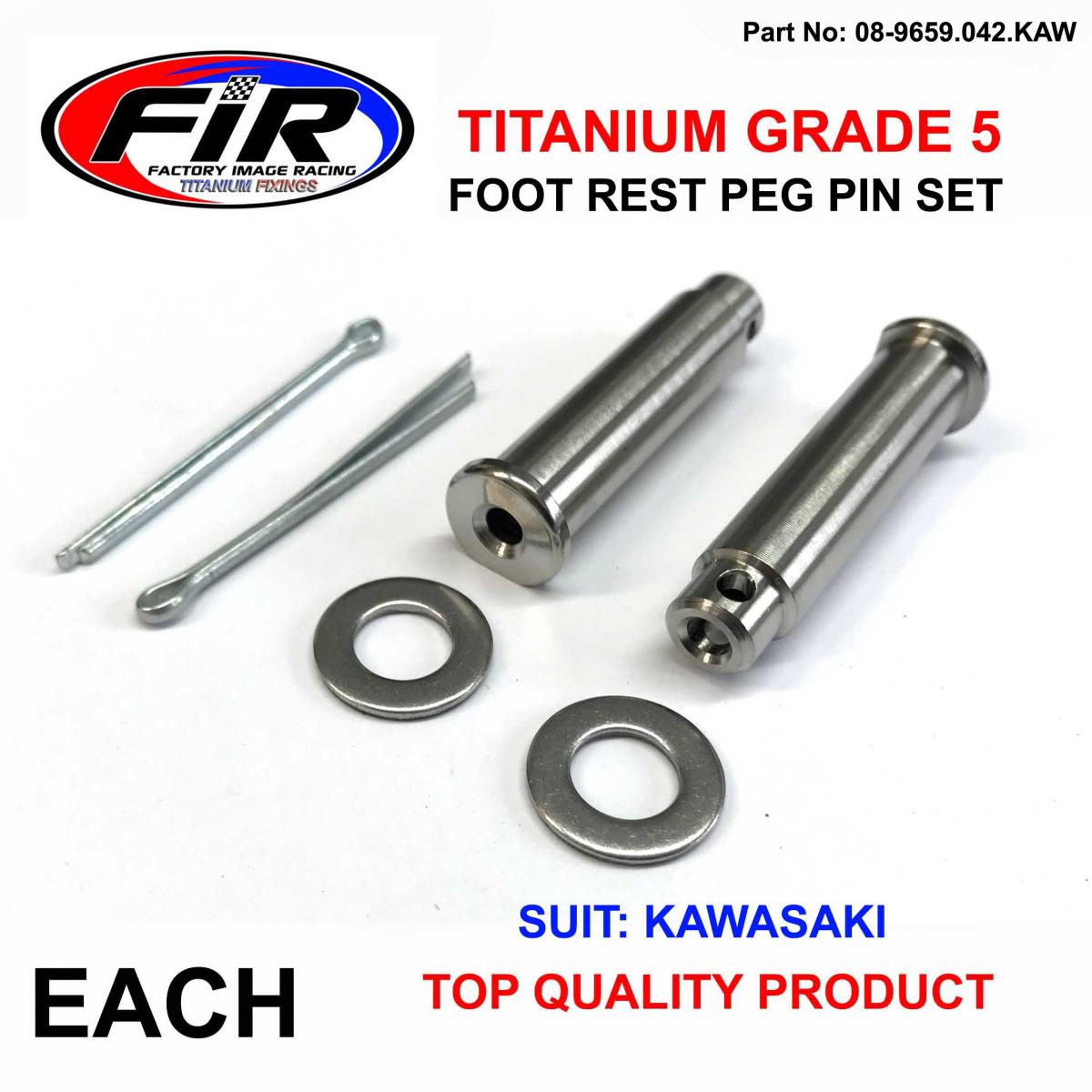 FIR Titanium Gr5 Peg Pin Set Kawasaki, 92043-0074 / 42.00mm / Foot Peg, / 9204-31372