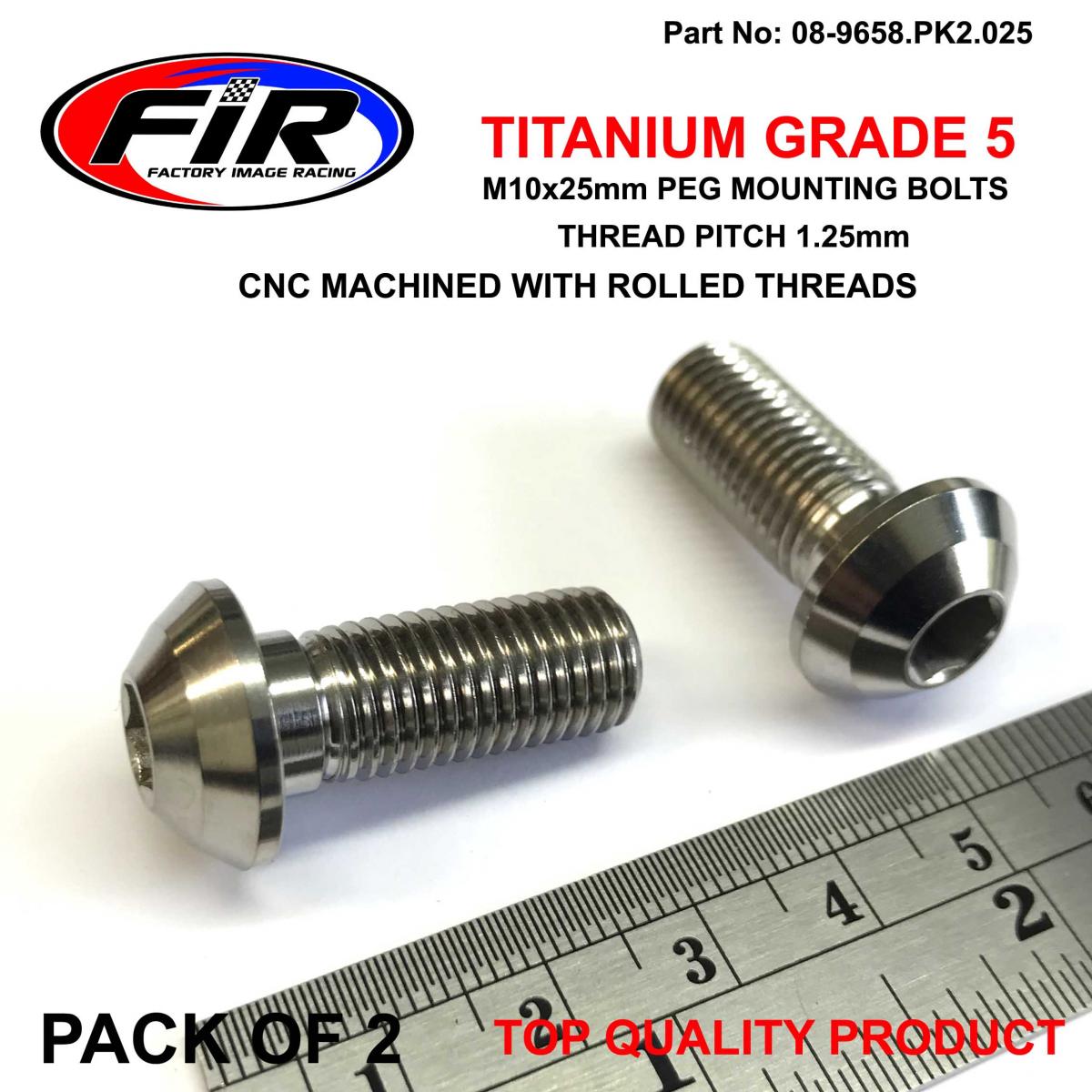 FIR Titanium Gr5 M10x1.25x25mm Pk2, Suzuki Peg Mount Bolts, / 0910310415 09103-10415