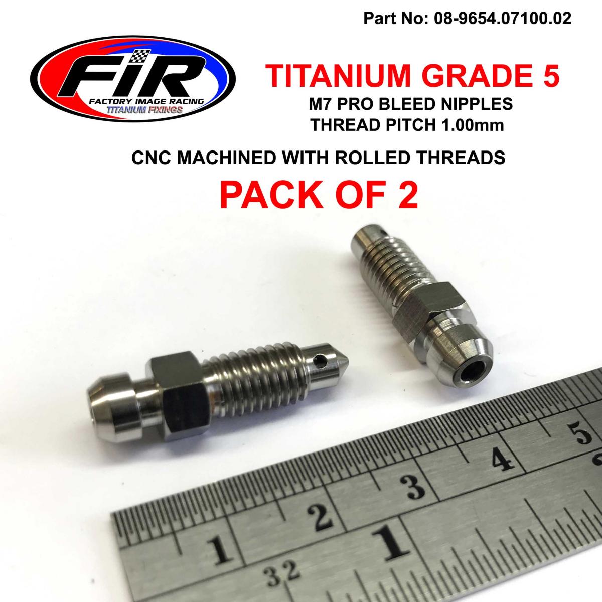 FIR Titanium Gr5 M7x1.00mm Bleed Nipple, Pack of 2 / 59121-18410 59121-01a00
