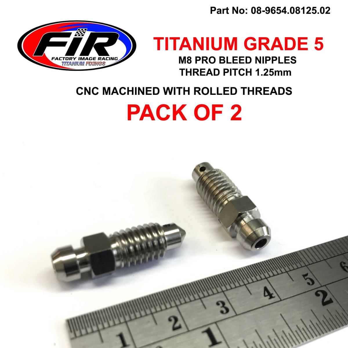 FIR Titanium Gr5 M8x1.25mm Bleed Nipple, Pack of 2 / 43352-568-003 61013020100, / 36y-w0048-00