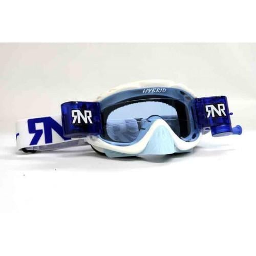 Rip-N-Roll Rnr Hybrid White/blue Fully Loaded Roll Off, White/blue Limited Edition Goggle, GH224, Roll & Tear Off