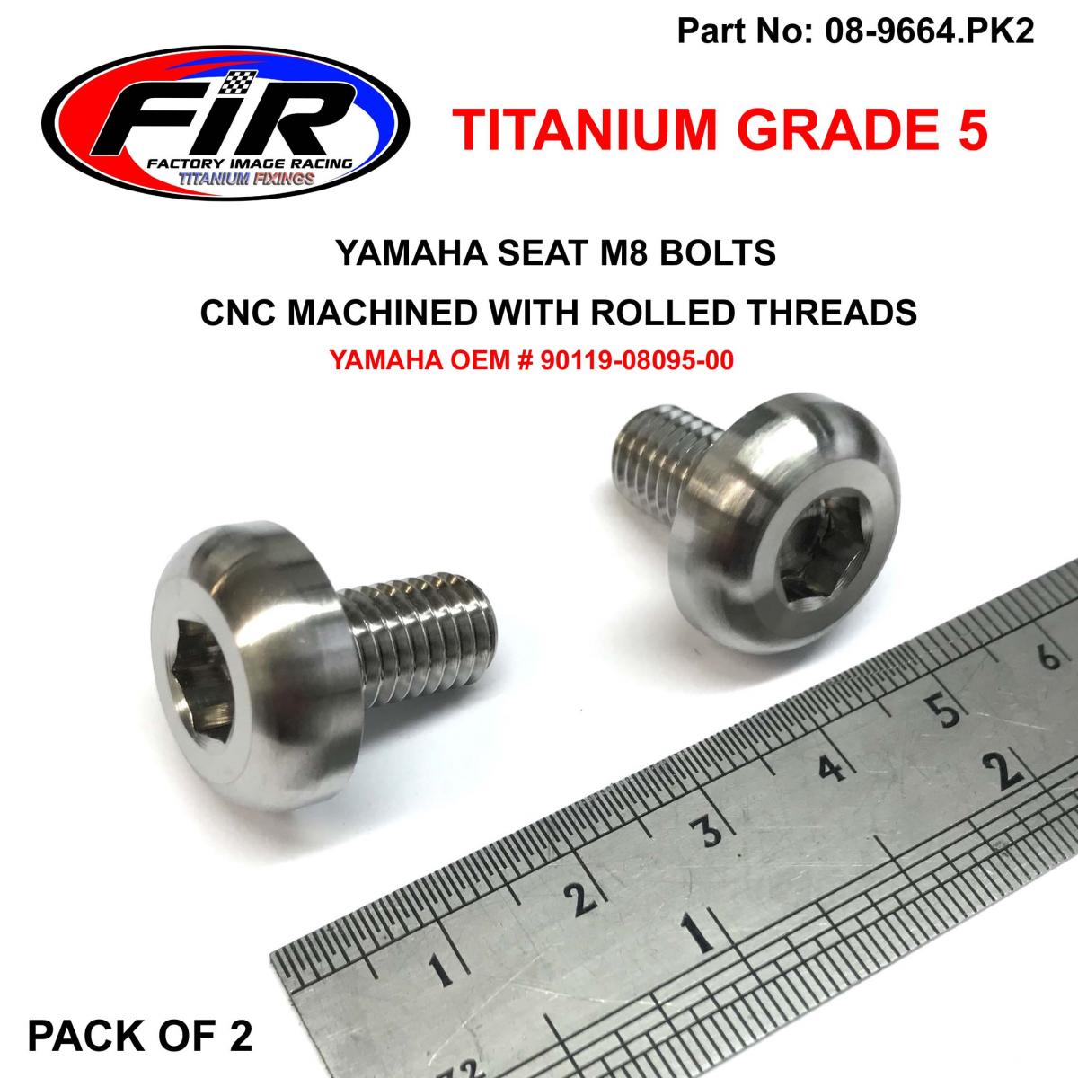 FIR Yamaha Gr5 Seat Bolts Pk2, Pair / / YZ WR YZF Wrf, Yamaha 90119-08095-00