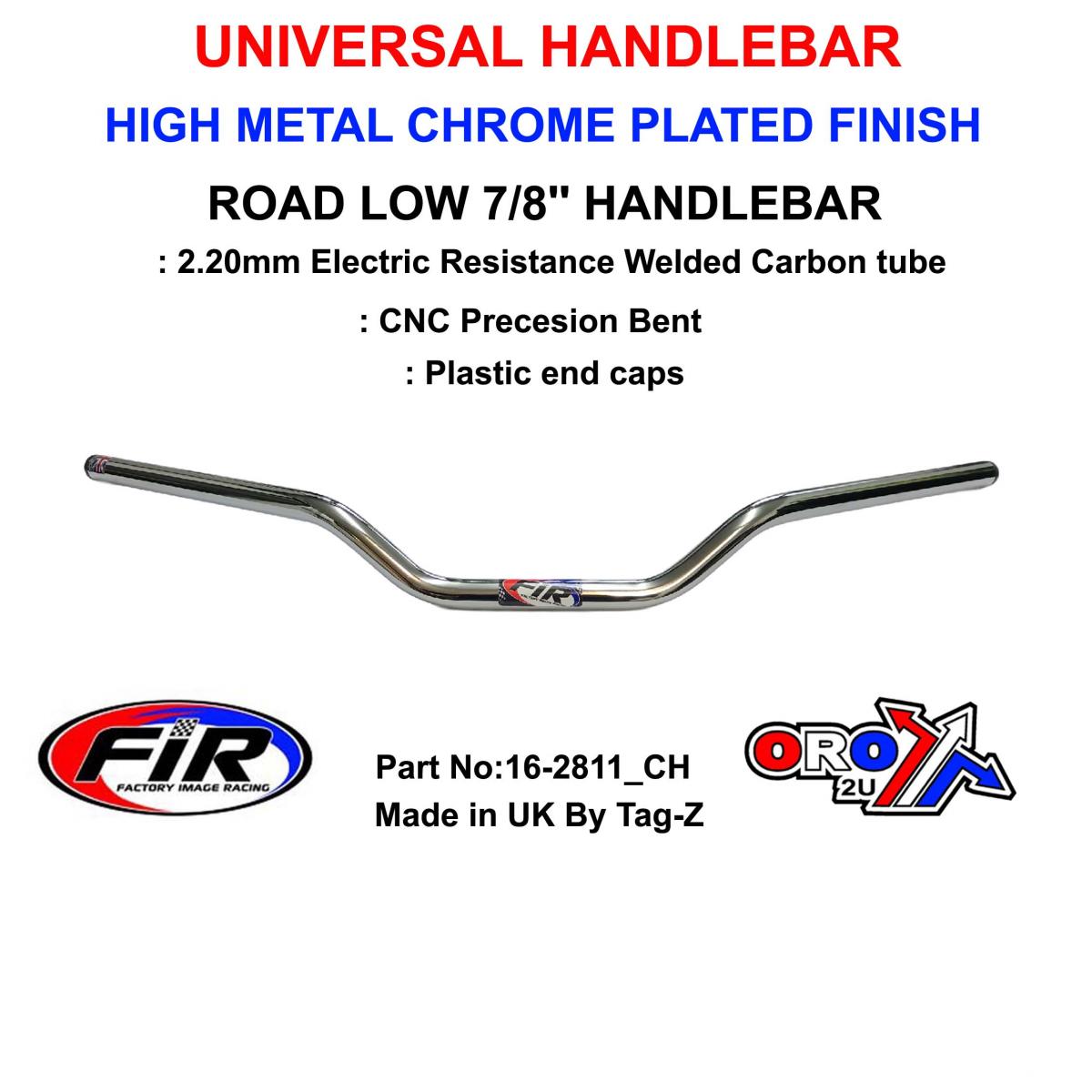 FIR Road Low Handlebar 7/8'', Metal Chrome Plated Finish, / Ren Ref : 754-01