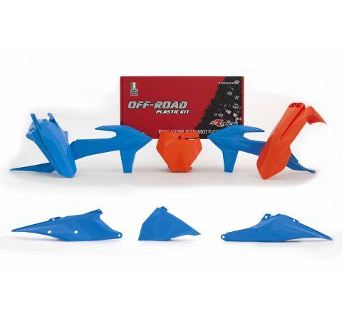 Rtech Plastics Plastic Kit/6 2019-22 KTM SX/SXF, Orange/vintage Light Blue, Rtech R-kitKTM-cl0-599