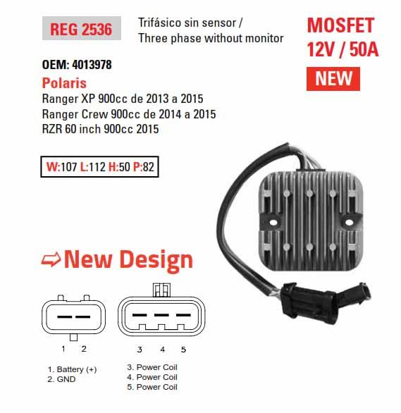 Arrowhead Electrical Rectifier / Regulator Polaris RZR 4 900 1000 XP Turbo 2016 Ranger 900 XP Crew 900 2013 201, Arrowhead Apo6036 Replacement for- 4013978 4015816
