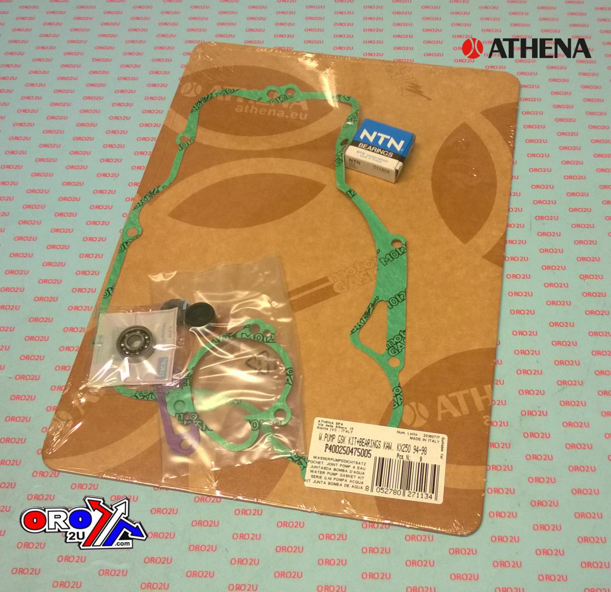 Athena Water Pump Gasket Kit KX 250 94-98, Athena P400250475005 Kawasaki with Bearing