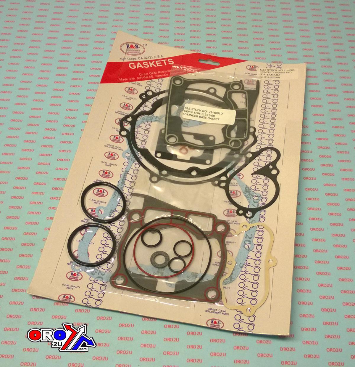 K&S Technologies Gasket Full Set 03-04 YZ125, K&s 71-4006 Yamaha MX, Includes Oem Paper Base Gasket