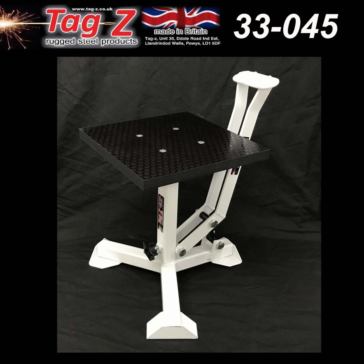 Tag-z Elite Tripod Pop Up Stand, Big Feet / Gloss White / Tag-z, MX Stand Pit Paddock Enduro