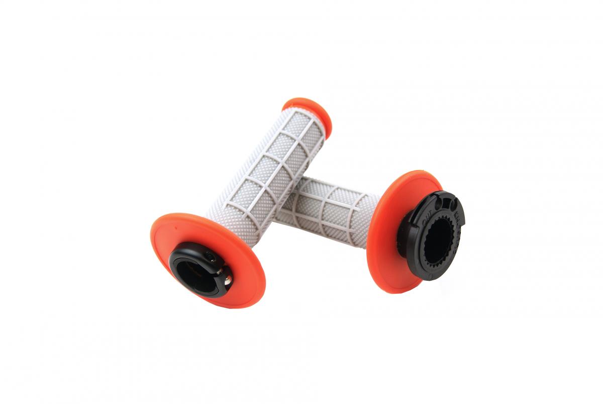 FIR Lock on Grip Set 16-18 KTM Husq 4-stroke, Half Waffle Soft Grey/orange, Odi Style, Fir -