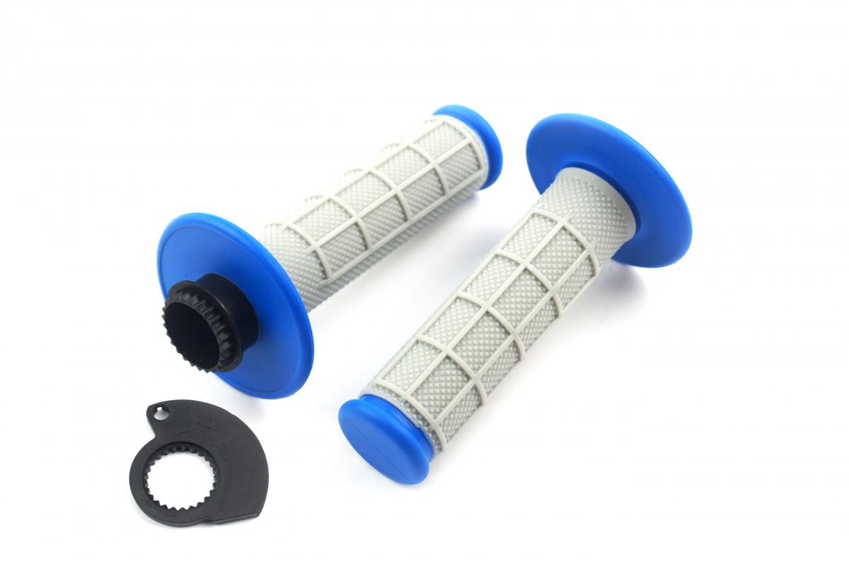 FIR Lock on Grip Set 17-22 KTM Husq 2-stroke, Half Waffle Soft Grey/blue, Odi Style, Fir -