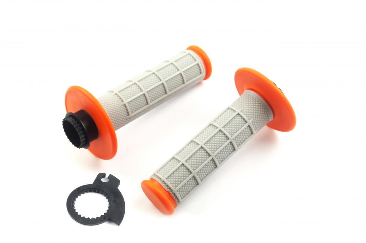 FIR Lock on Grip Set 50 65 KTM Husq, Half Waffle Soft Grey/orange, Odi Style, Fir -