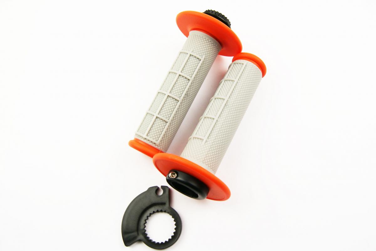 FIR Lock on Grip Set KTM Husq Honda, Half Waffle Soft Grey/orange, Odi Style, Fir -
