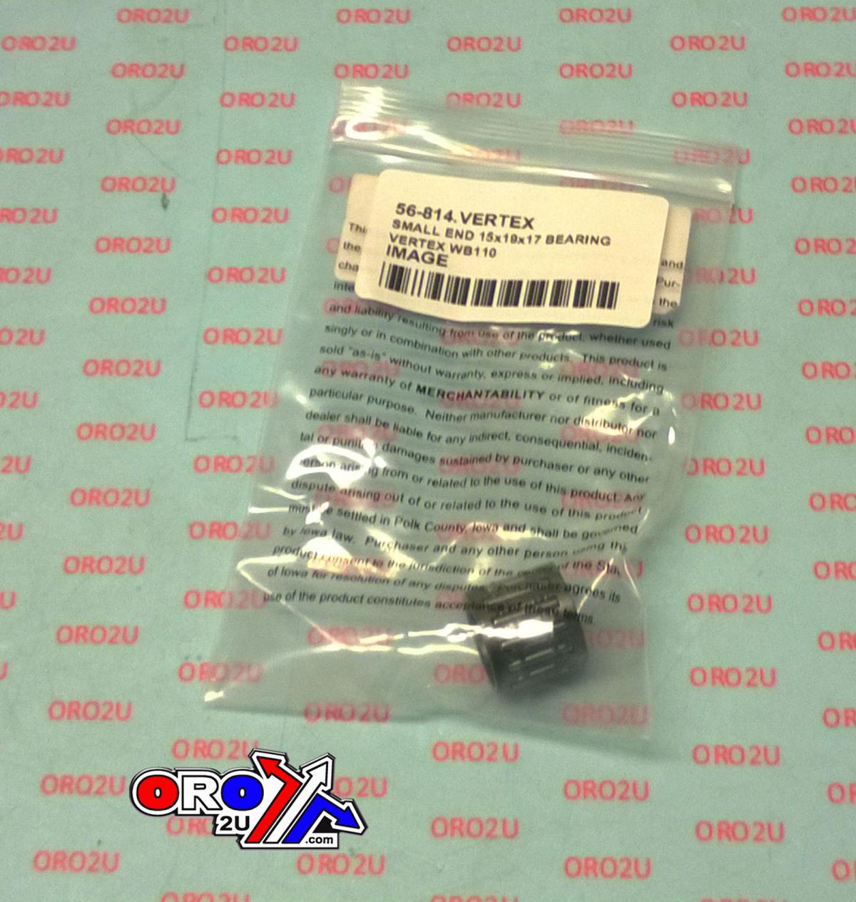 Vertex Small End 15x19x17 Bearing Yamaha WR/YZ 125 94-22, Vertex WB110 Fantic/hondahusky/kaw