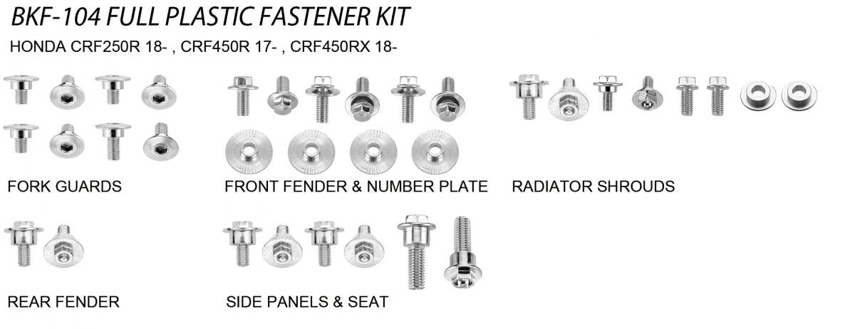 Accel Technology PLASTIC BOLT KIT HONDA STYLE, FULL PLASTIC FASTENER KIT