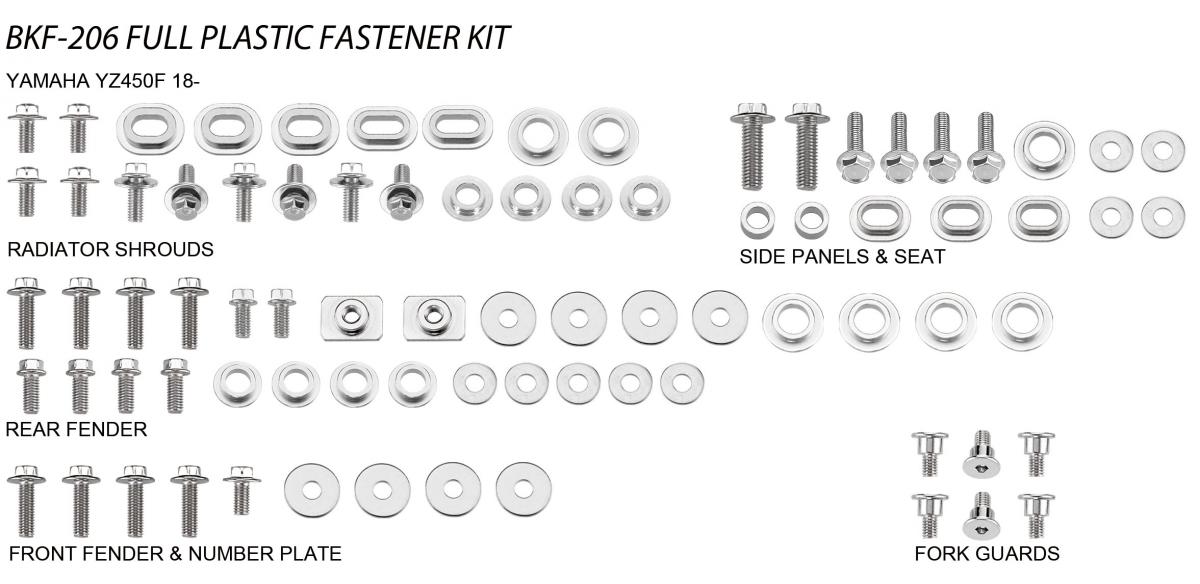 Accel Technology PLASTIC BOLT KIT YAMAHA STYLE, FULL PLASTIC FASTENER KIT
