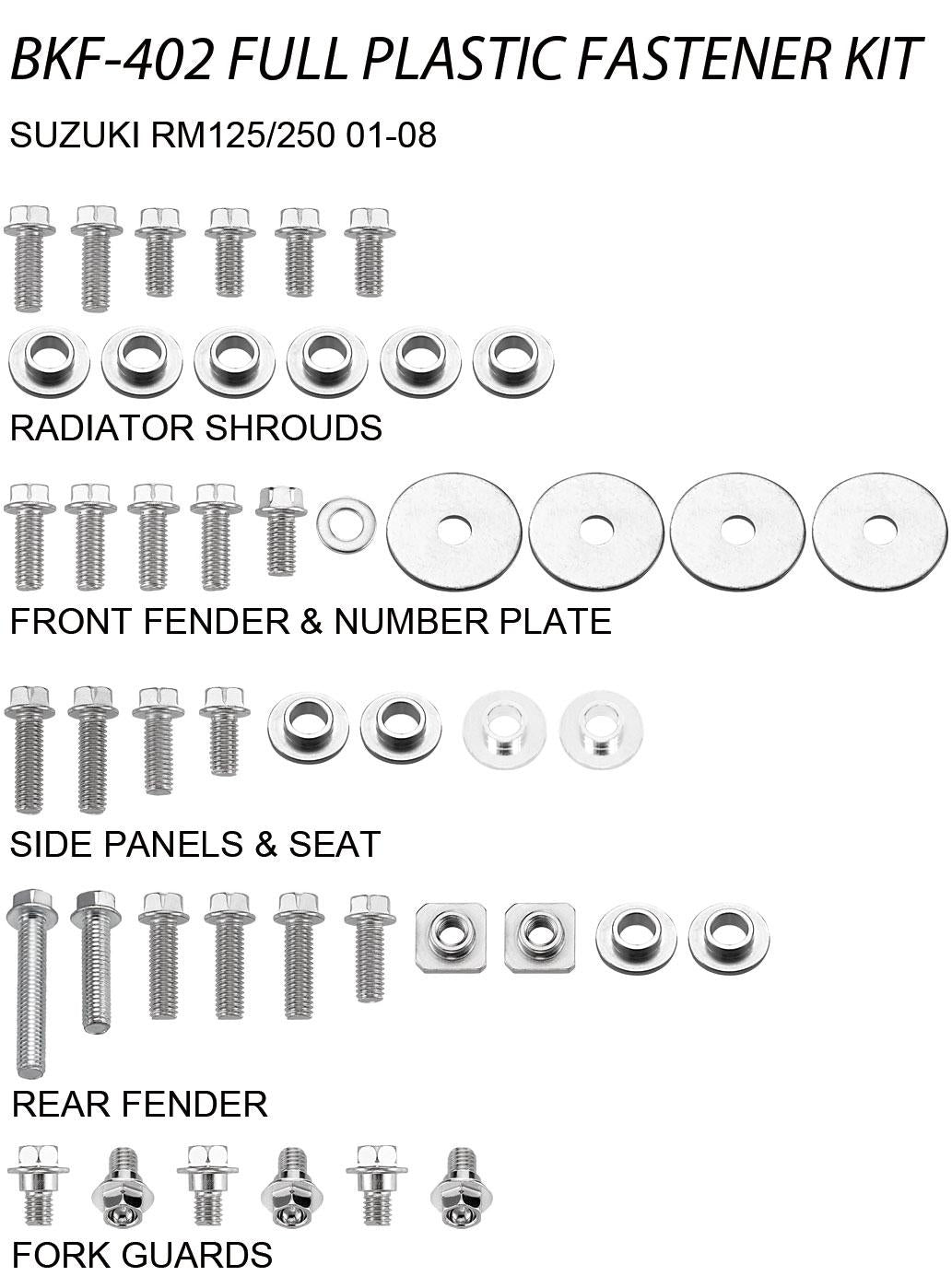 Accel Technology PLASTIC BOLT KIT SUZUKI STYLE, FULL PLASTIC FASTENER KIT