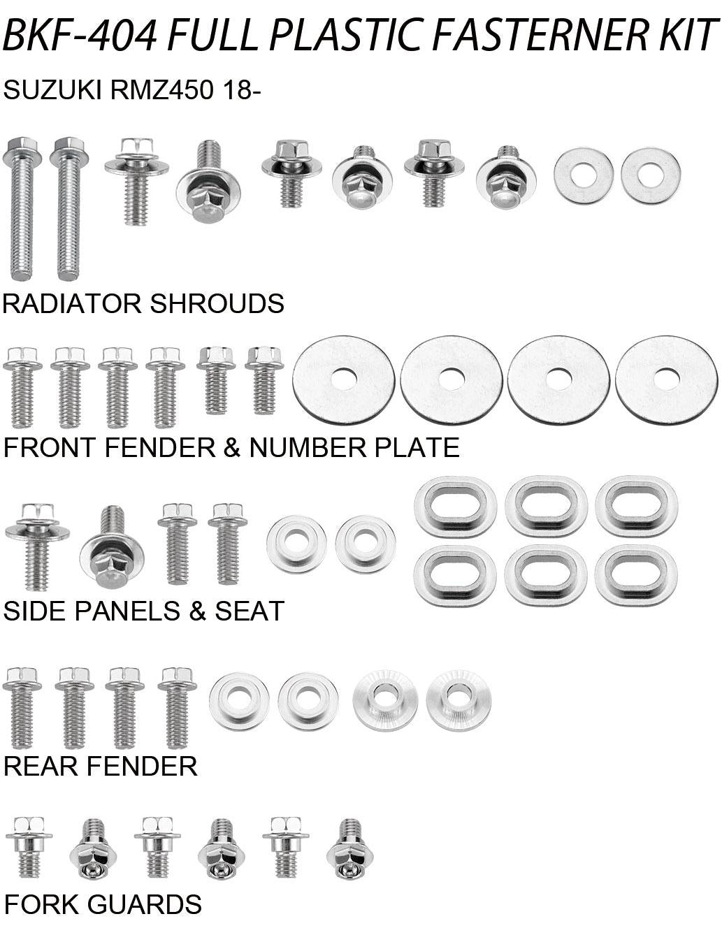 Accel Technology PLASTIC BOLT KIT SUZUKI STYLE, FULL PLASTIC FASTENER KIT