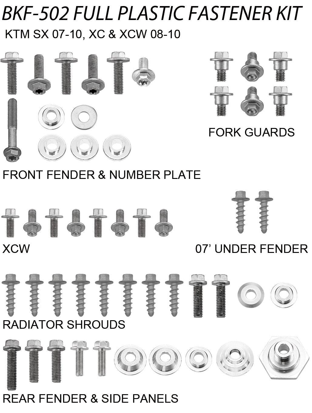 Accel Technology PLASTIC BOLT KIT KTM STYLE, FULL PLASTIC FASTENER KIT