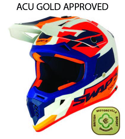 Swaps MX HELMET LG 60 WHITE/BLUE, SWAP'S S818 FULL FACE CSW2G7104, !! ACU GOLD APPROVED !!