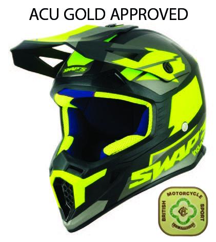 Swaps MX Helmet Xl 62 Black/green, Swap's S818 Full Face Csw8g1105, !! Acu Gold Approved !!