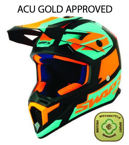 Swaps MX Helmet Xl 62 Black/orange, Swap's S818 Full Face Csw7g5105, !! Acu Gold Approved !!