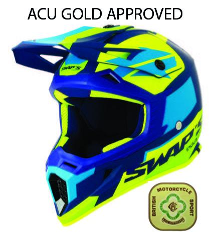 Swaps MX Helmet Xl 62 Blue/yellow, Swap's S818 Full Face Csw3g4105, !! Acu Gold Approved !!