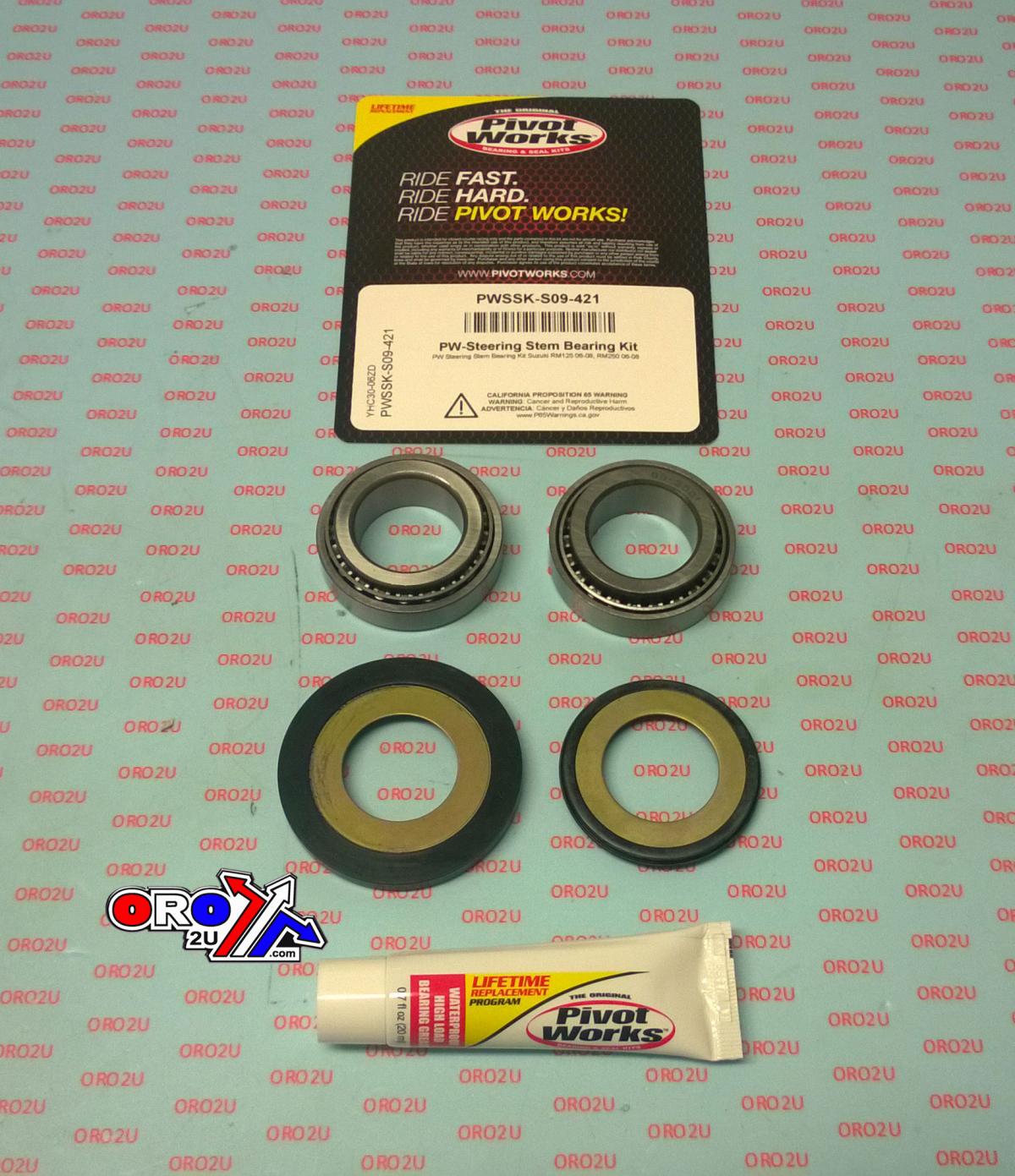 Pivot Works Steering Bearing Kit RM, Pivot Works Pwssk-s09-421, Suzuki RM125 06-08, RM250 06-08