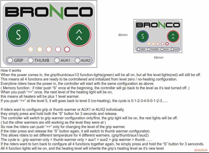 Bronco Heated Grips / Thumb Full Kit ATV, Bronco at-08326