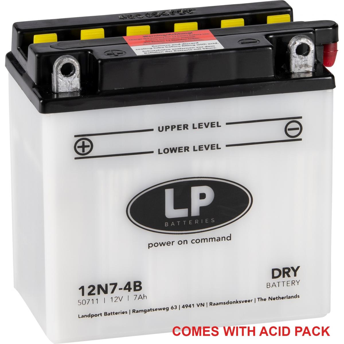 Landport Batteries Battery 12n7-4b 12v 7ah. Dry W/acid Pack, Landport 50711 Ma 12n7-4b