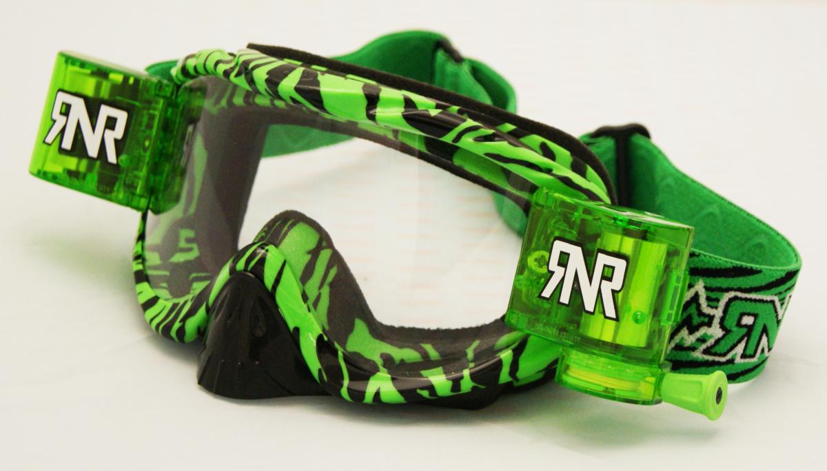 Rip-N-Roll  Rnr Hybrid Wild Gn/bk Fully Loaded Roll Off, Wild Green & Black Goggle GH367, Roll & Tear Off