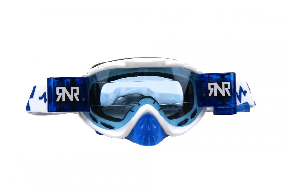 Rip-N-Roll  Rnr Hybrid White/blue Fully Loaded Roll Off, White/blue Limited Edition Goggle GH224, Roll & Tear Off