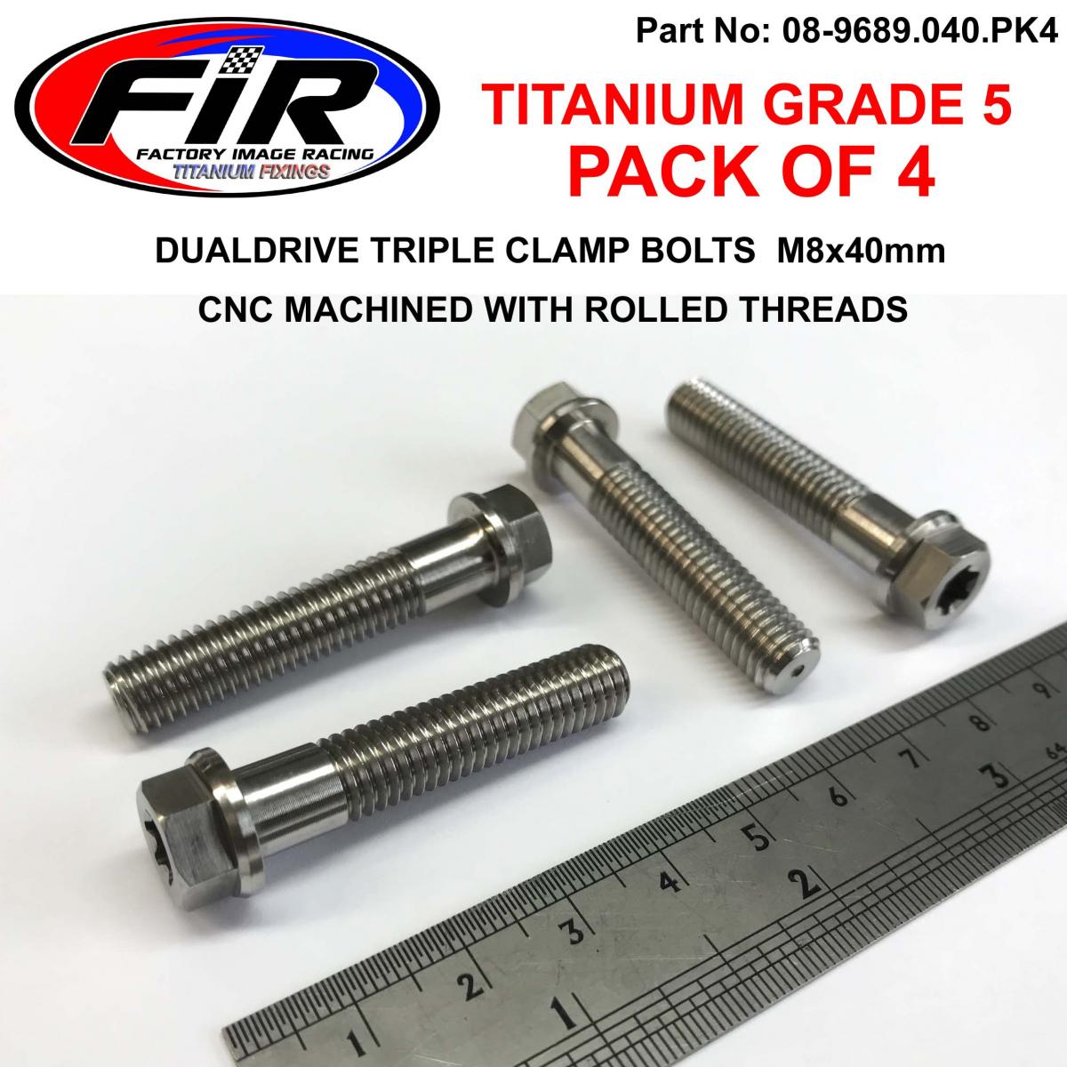 FIR Gr5 Titanium Bolt M8x40mm Pk4, Triple Clamp Bolts / Dualdrive, / KTM Re: 25080406