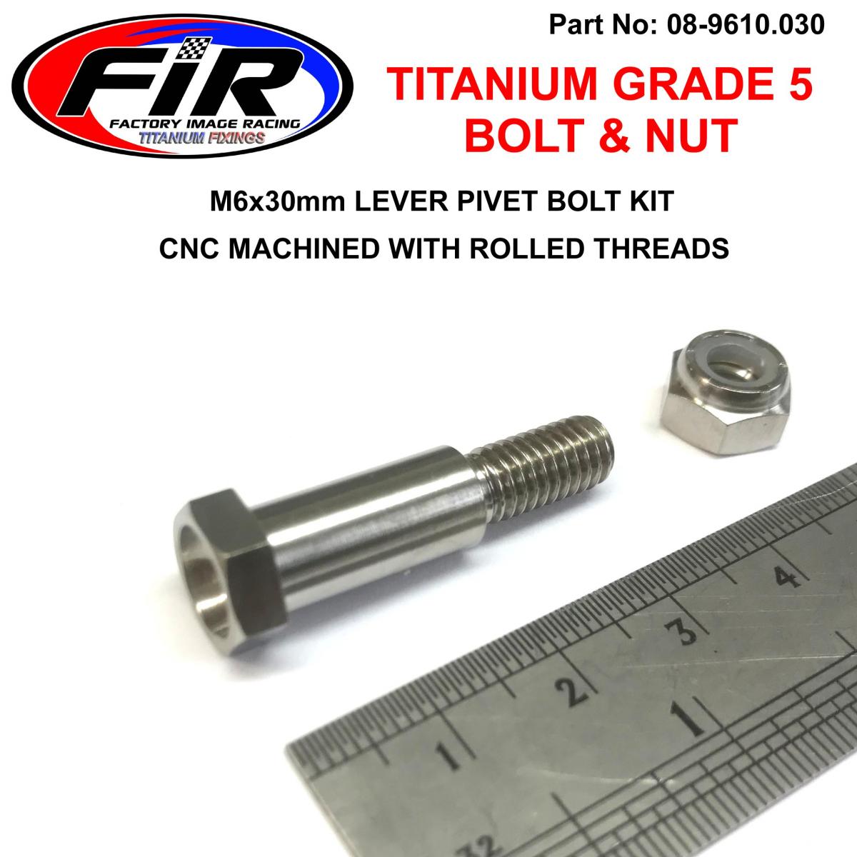 FIR Titanium Gr5 Pivot Bolt Kit, Hon 90114-166-006 / Yam 5mv-2589f-00, Kaw 92150-1451 92001-1728