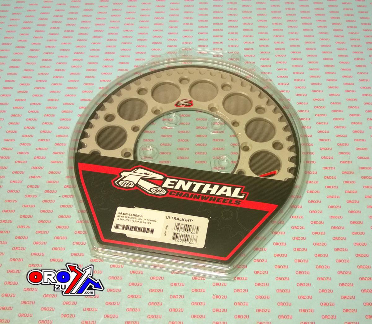 Renthal Rear Sprocket Alloy Renthal, Ultralite 112u-520-53gesi Silver, 112u-520-53grsi