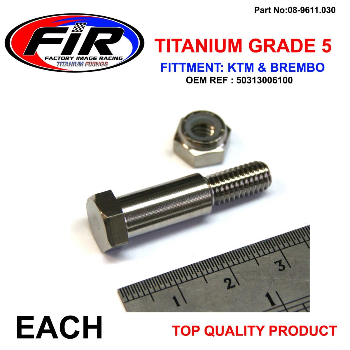 FIR Titanium Gr5 Pivot Bolt Kit KTM, Brembo 50313006100 2001>2012, Brake /