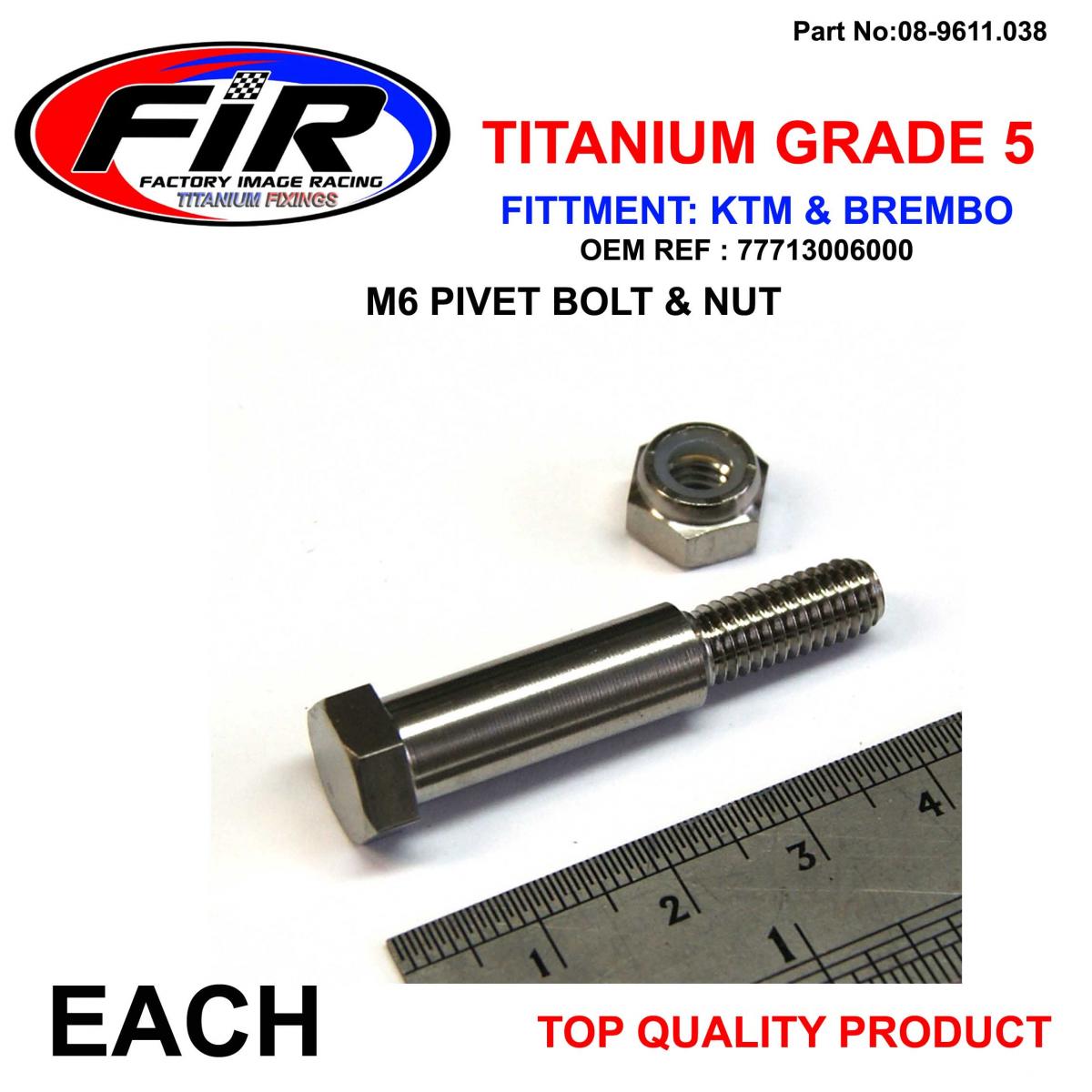 FIR Titanium Gr5 Pivot Bolt Kit KTM, Brembo 77713006000 2014>2019, Brake /