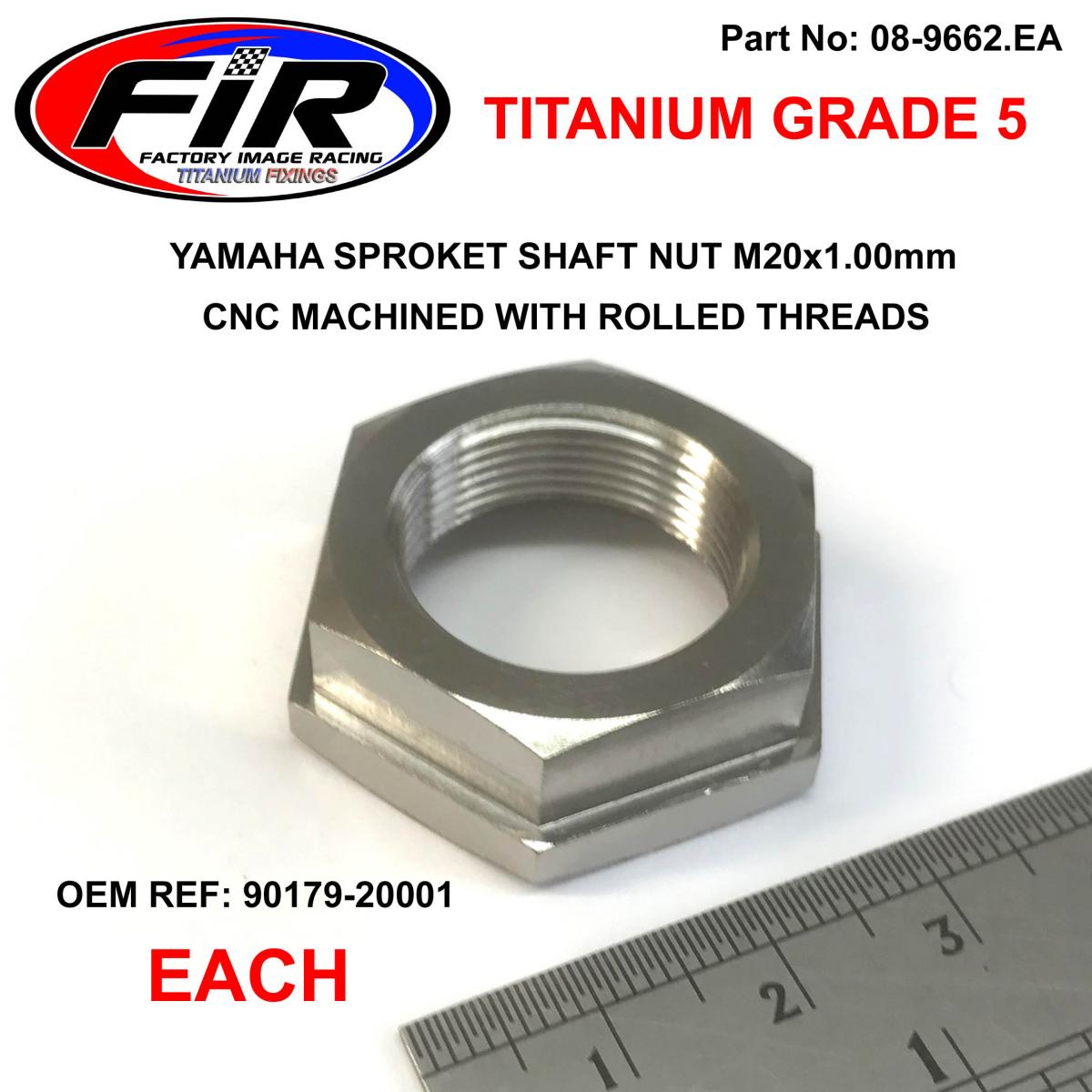 FIR Sproket Shaft Nut M20x1.00mm, Titanium Gr5 / Each / 90179-20001