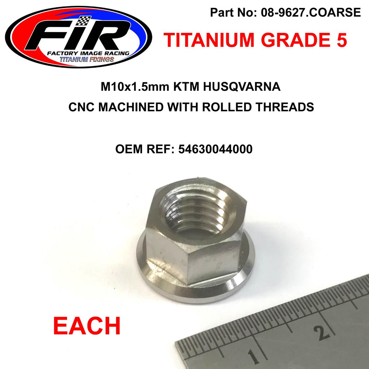 FIR Titanium M10x1.50mm Flange Nut, Each / KTM & Hus 54630044000