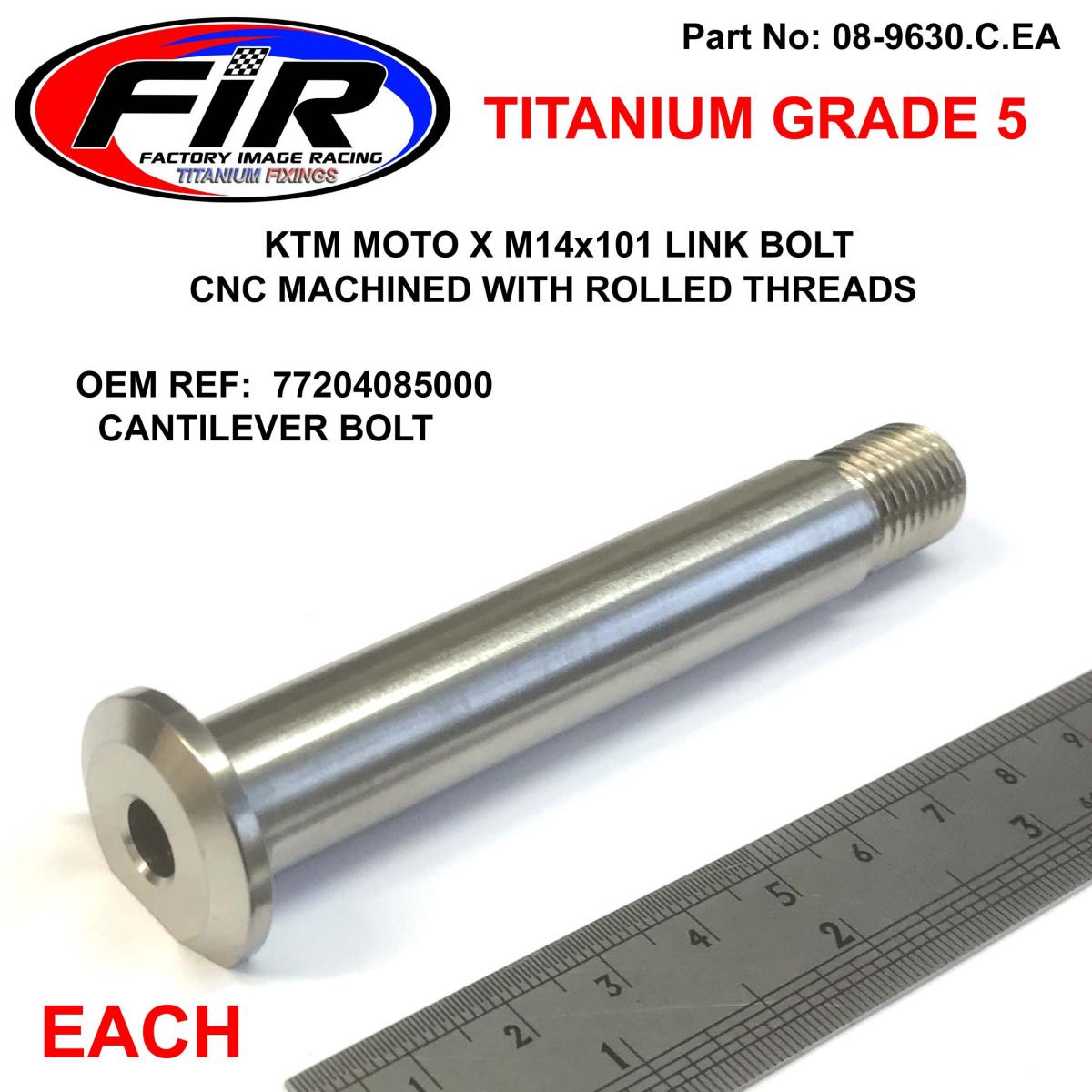 FIR Titanium Gr5 M14x101 Linkage Bolt, Each / KTM Hus 77204085000, / Cantilever Bolt