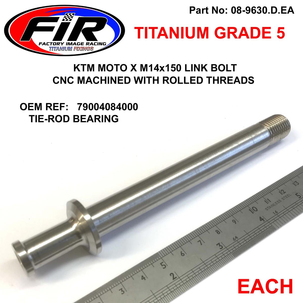 FIR Titanium Gr5 M14x150 Linkage Bolt, Each / KTM Hus 79004084000, / Tie-rod Bearing
