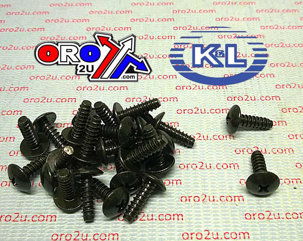 K&L Supply Oem Self Tapping Screws 4x12 (25pk), Honda, Yamaha 33-8352, 93903-24380, 97707-40012-00