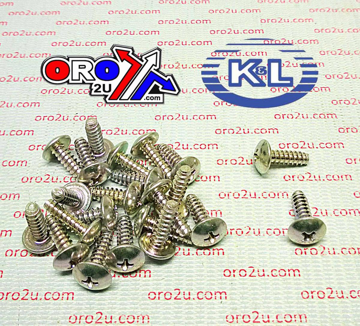 K&L Supply OEM SELF TAPPING SCREWS 5x16 (25PK), SILVER, HONDA, KAWASAKI, YAM, SUZ, 93903-25310, 92172-0482, 03541-0516A, 97702-50016-00