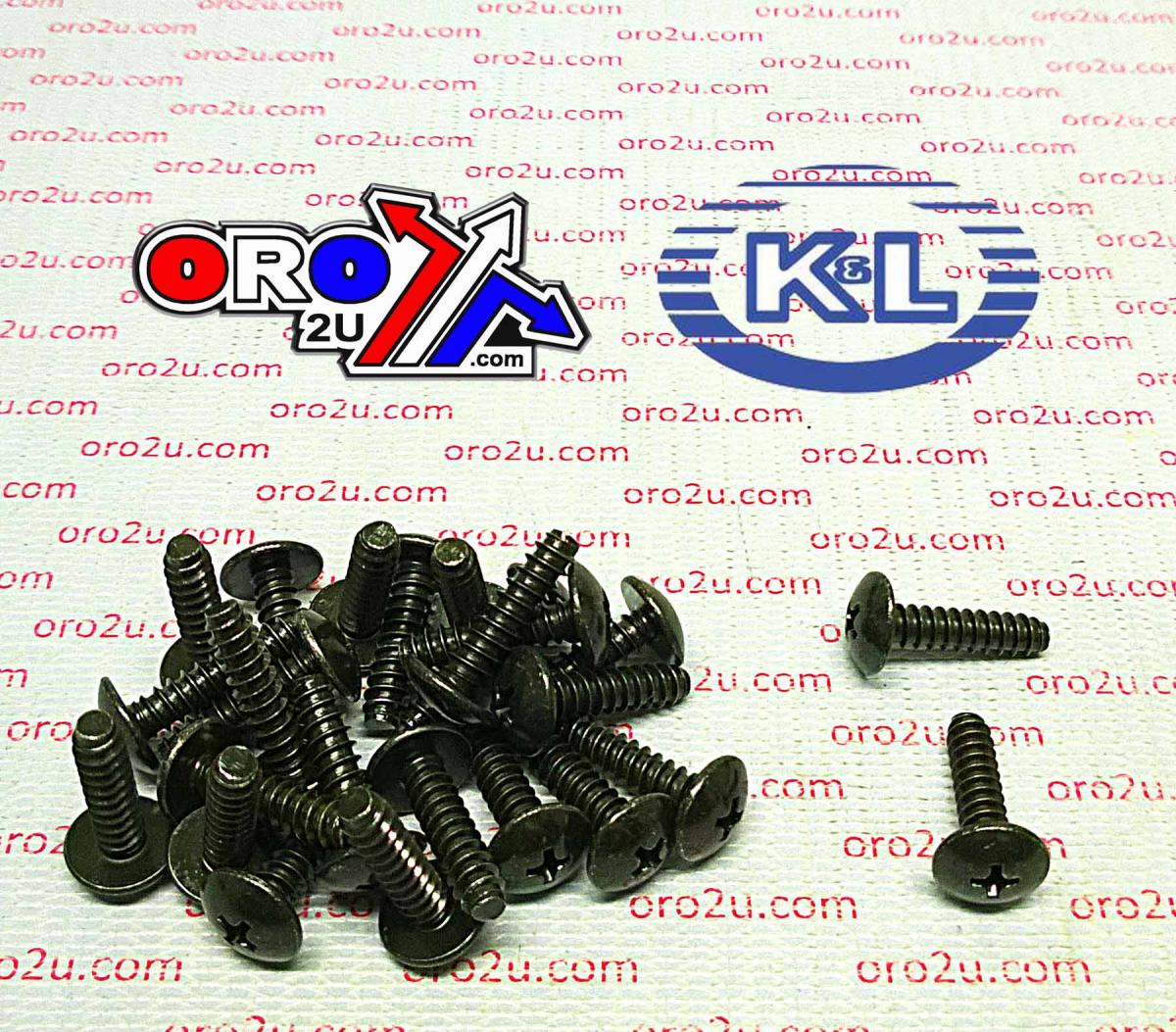 K&L Supply Oem Self Tapping Screws 5x20 (25pk), Black, Honda, Yamaha, 33-8354, 97702-50020-00, 90167-05078-00, 97707-50020-00