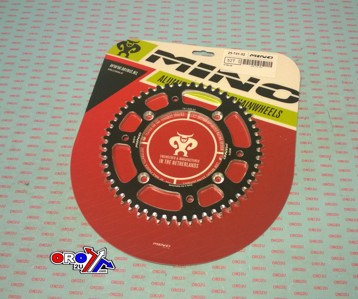 MINO Mino Rear Sprocket Alloy Black, 25-741-52 Black KTM 85sx, 105sx, 85xc, 105xc