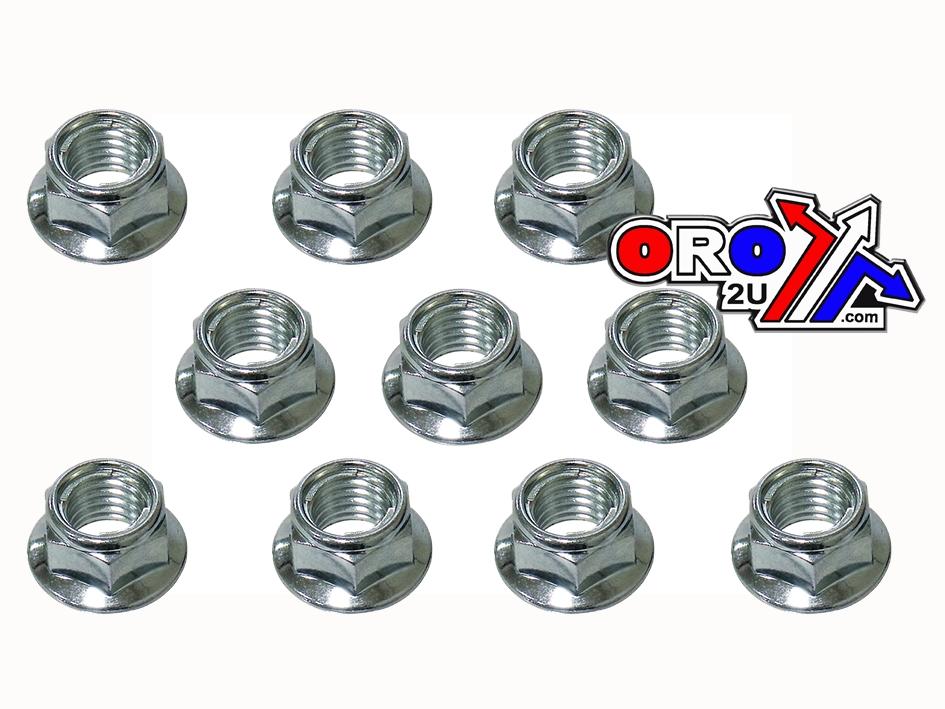 FIR M8 X 1.25mm Flange Lock Nut, Pack of 10 [oem Type Sprocket / Exhaust]