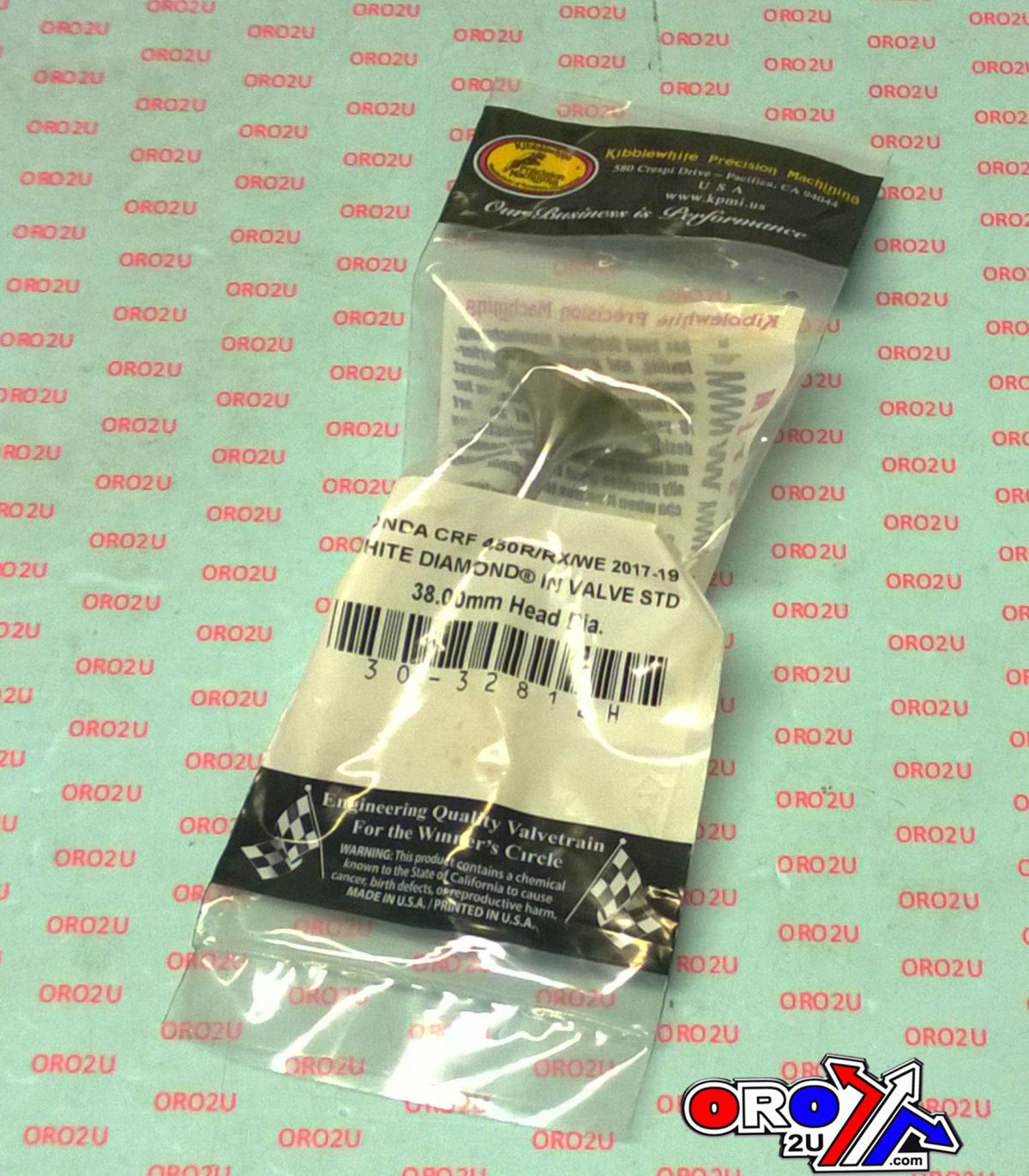 Kibblewhite Valve Intake White Diamond CRF450R 17-21, Kibblewhite 30-32812h, 14711-mke-a01